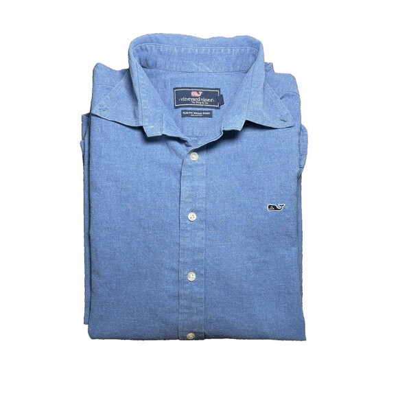Vineyard Vines Shirt Mens Large Whale Button Down Long Sleeve Blue 100% Cotton - Picture 6 of 6